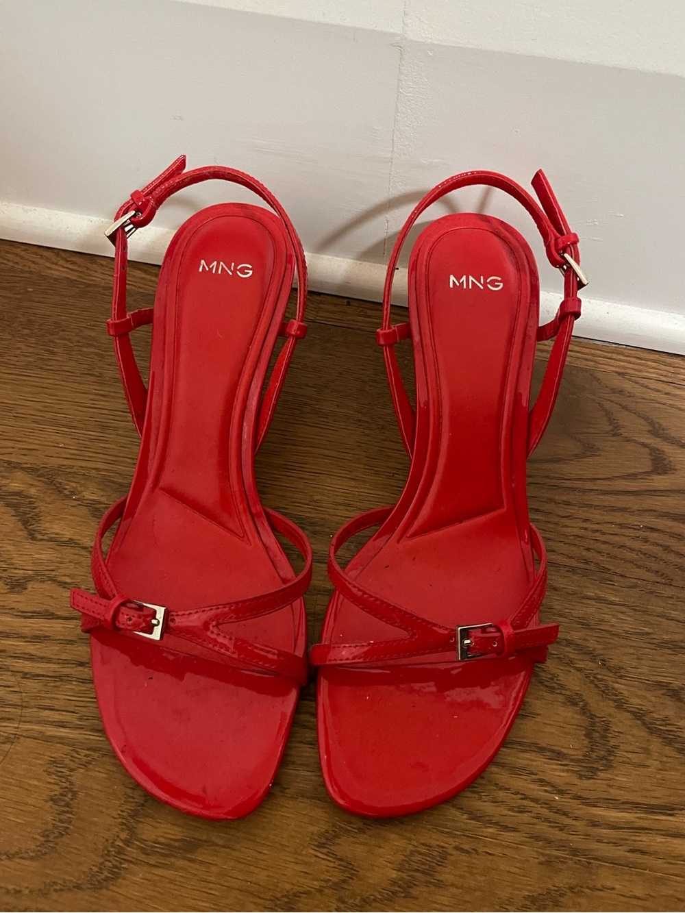 Mango Red Patent Slingback Heels